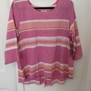 Flax Pink and White Striped Blouse